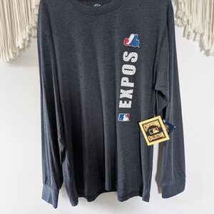 Montreal Expos Long Sleeve - MLB Cooperstown Collection - Size Large Men